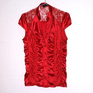 Beautiful Paper Tree Cap Sleeve Red Top Women Size Small